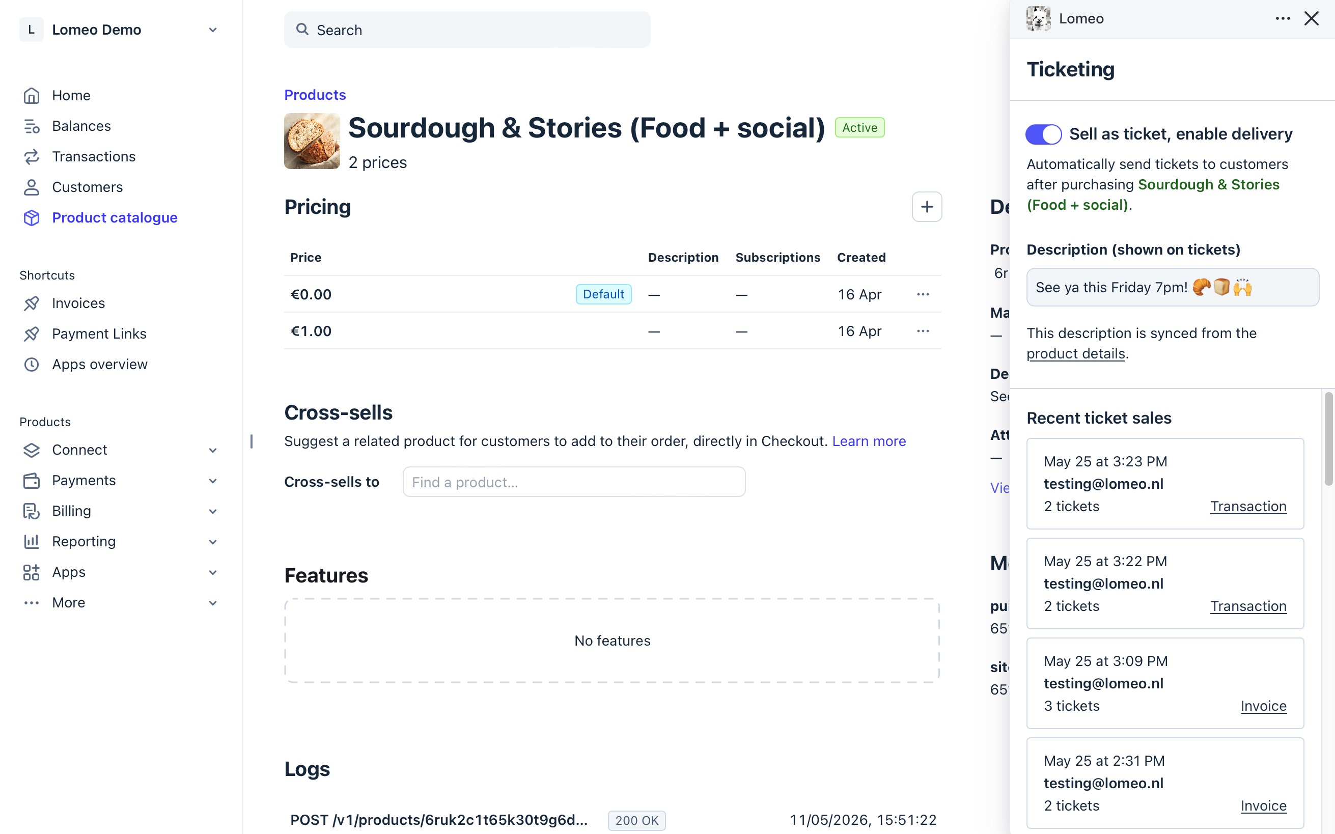 Check product sales overview on the product detail page in the Lomeo drawer