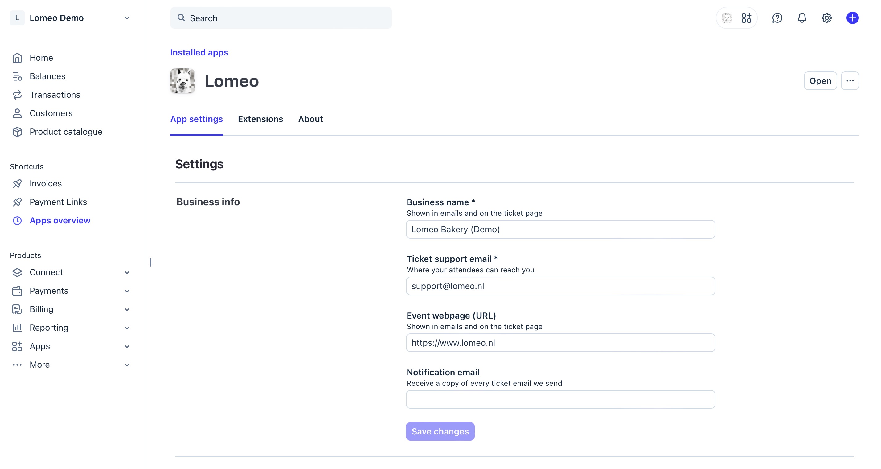 Create a check-in link from the Lomeo App Settings page
